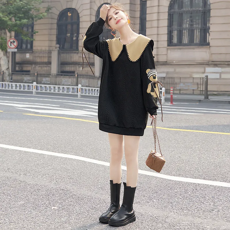 Cypress House Long Sleeved Dress Women's Black & Khaki-4