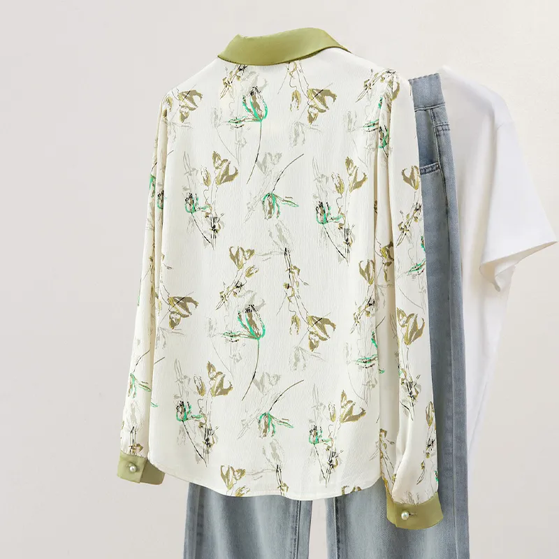 TOUCH Shirt Women's Beige Green-3