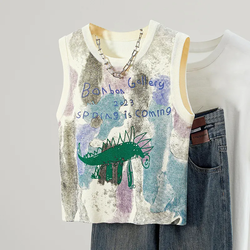 TOUCH Tank Tops Women's Apricot With Print-2