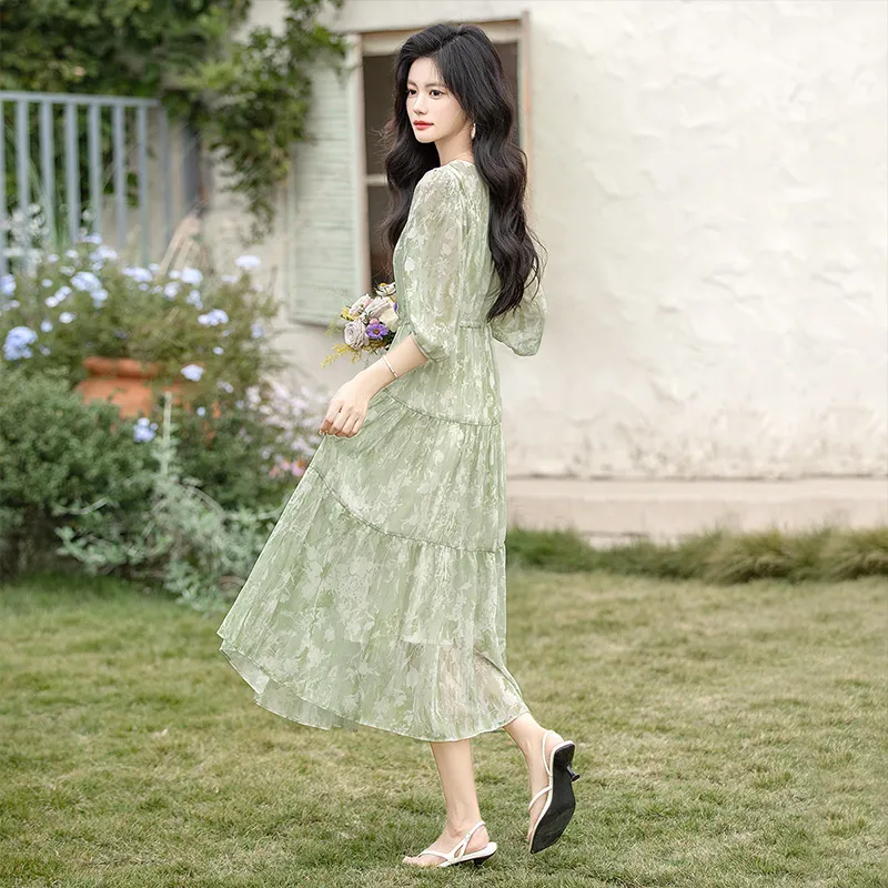 Cypress House Long Sleeved Dress Women's Light Green-2