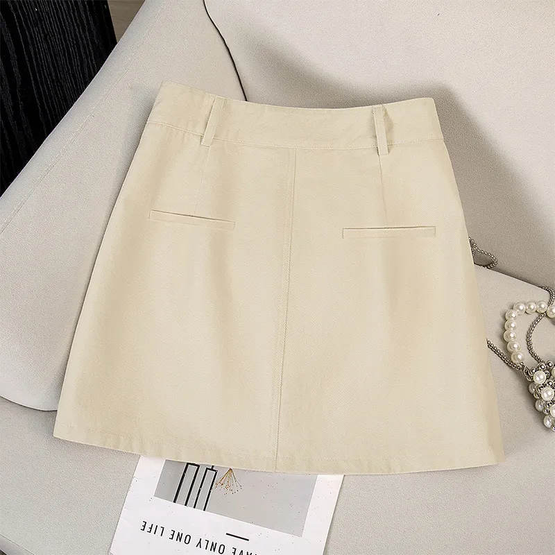 Cypress House Denim Short Skirts Women's Beige-2