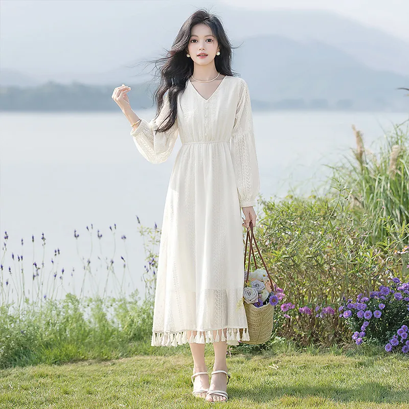 Cypress House Long Sleeved Dress Women's Apricot-3