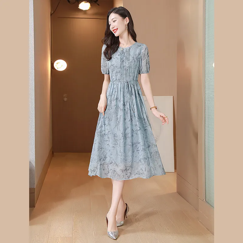 Cypress House Short Sleeved Dress Women's Blue Base Dark Gray Heather-3