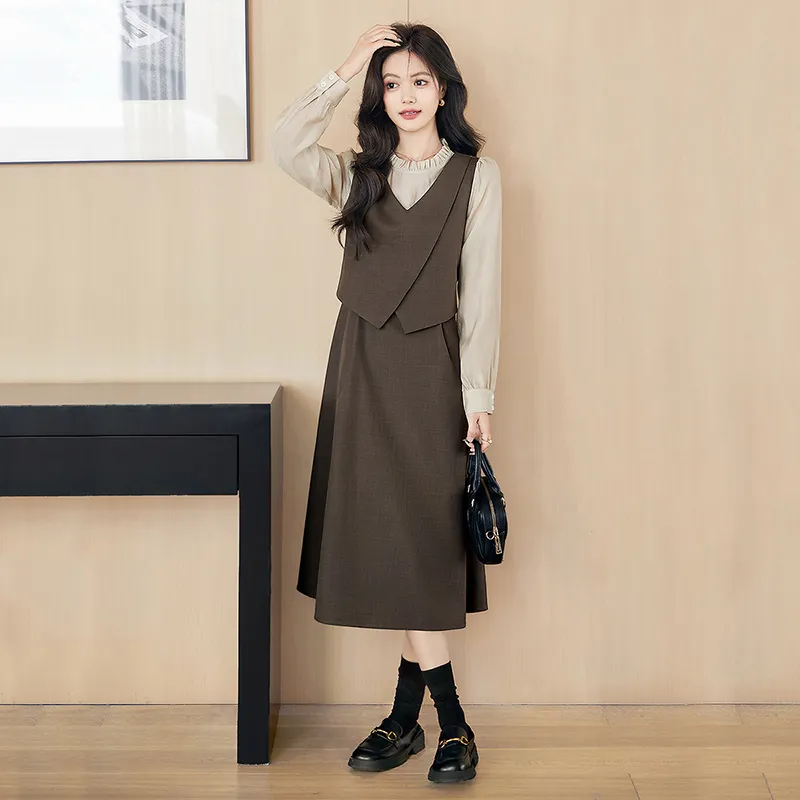 Cypress House Long Sleeved Dress Women's Dark Coffee-4