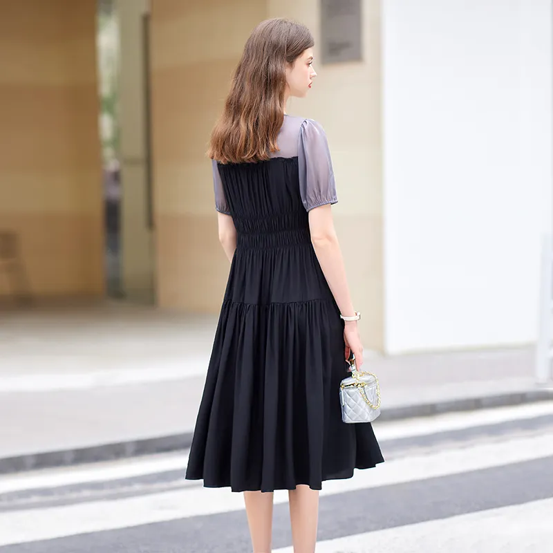 TOUCH SS24 Short Sleeved Dress Women's Dark Gray & Black-3
