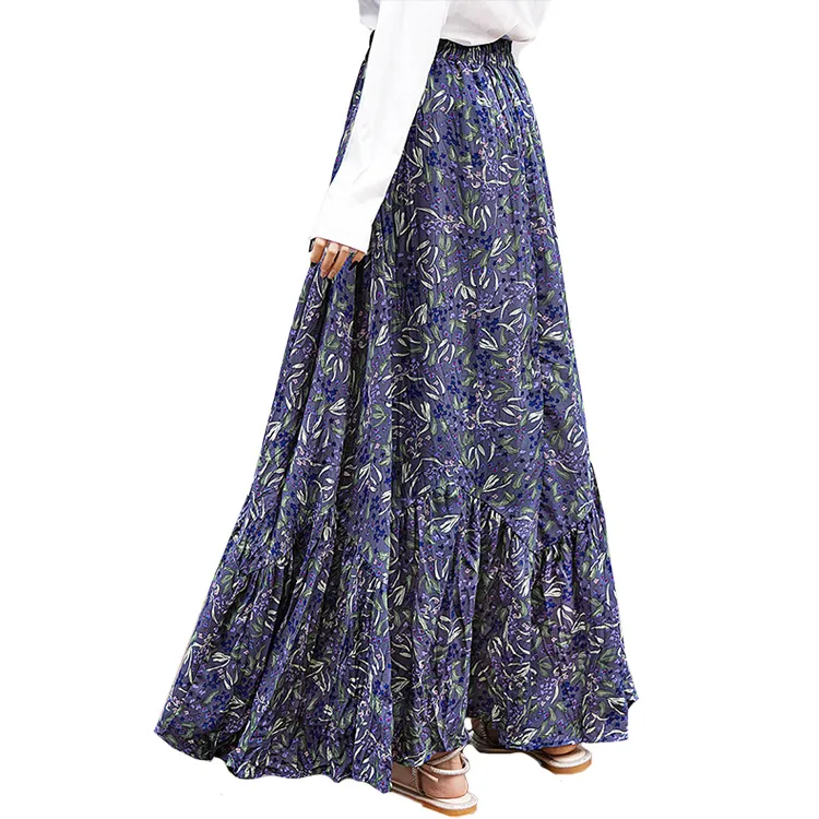 Cypress House Casual Long Skirt Women's Gray Purple-1