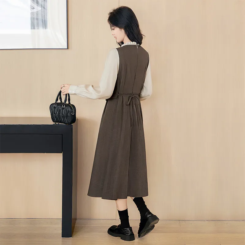 Cypress House Long Sleeved Dress Women's Dark Coffee-3