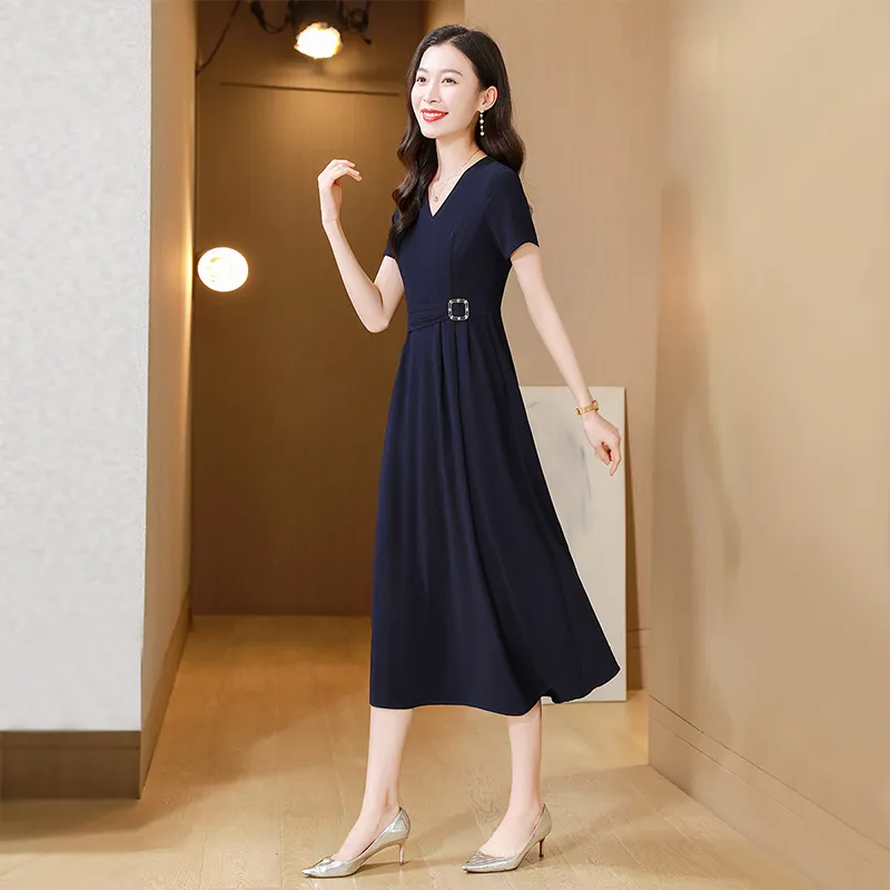 Cypress House Short Sleeved Dress Women's Navy Blue-3