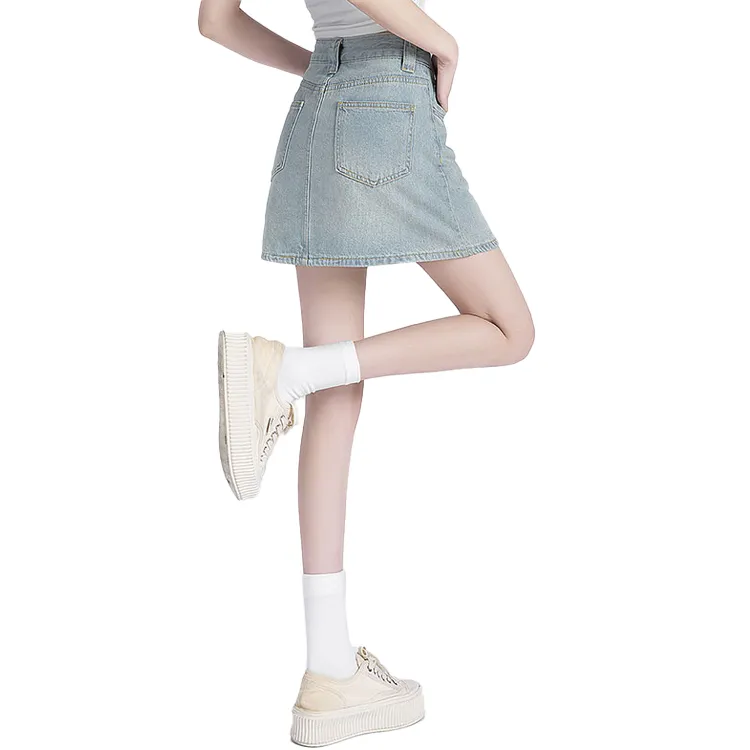 Cypress House Denim Short Skirts Women's Vintage Light Blue-1