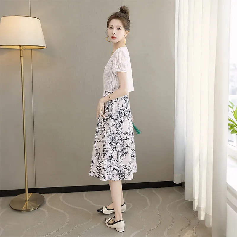 Cypress House Skirt Set Women's Apricot+Ink Bamboo-2