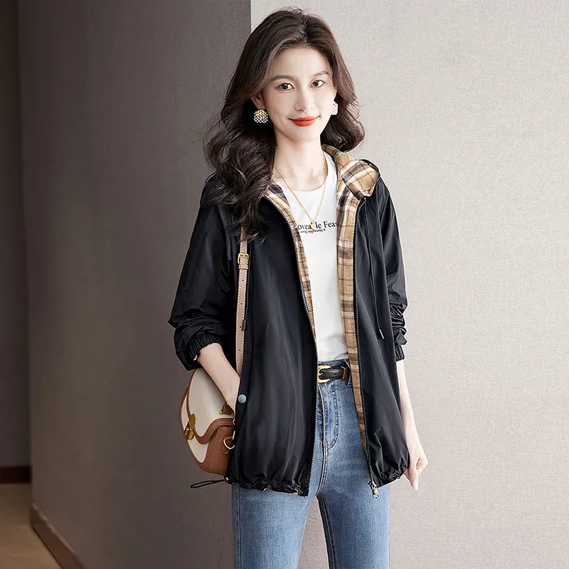 Cypress House Jacket Women's Black & Khaki Plaid-5