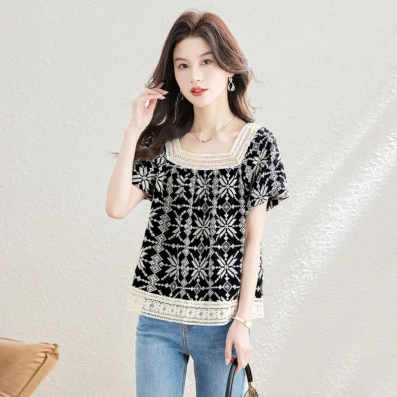 Cypress House Shirt Women's Black With White Floral-5