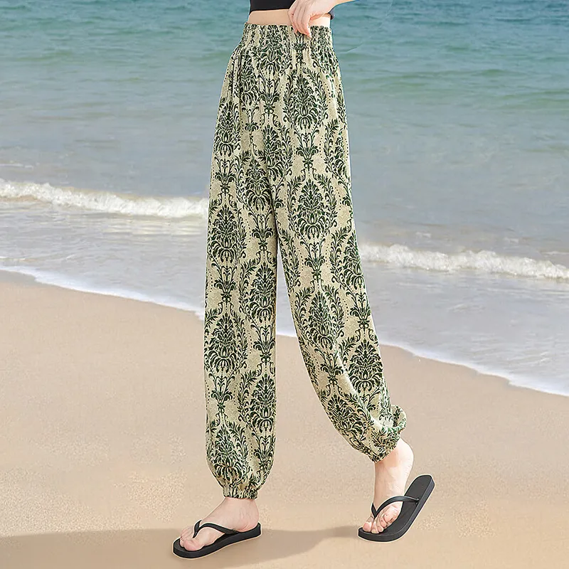 Cypress House Casual Pants Women's Green Pattern-3