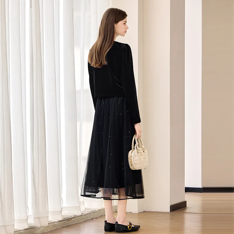 TOUCH Two Piece Skirt Sets Women's Black-3