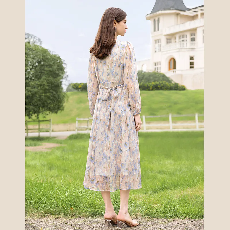 TOUCH Long Sleeved Dress Women's Blue Pink Multicolor-2