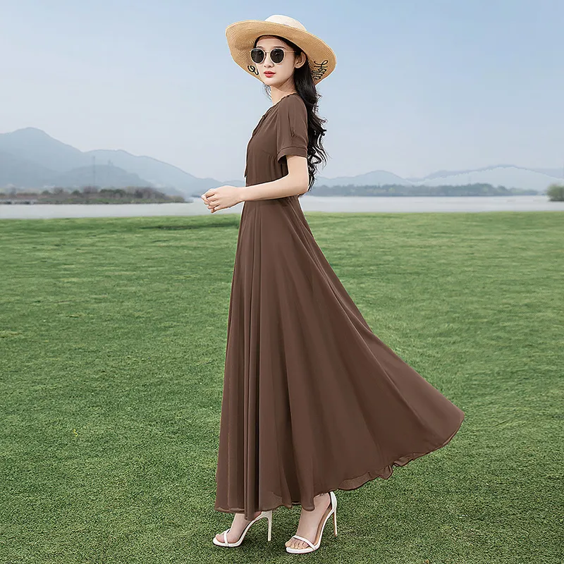 Cypress House Short Sleeved Dresses Women's Dark Coffee-3