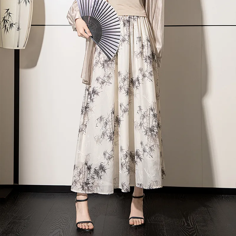 Cypress House Casual Long Skirt Women's Apricot Ink Bamboo-2