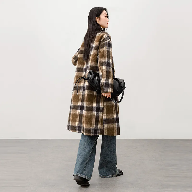 TOUCH Coats Women's Coffee Plaid-2
