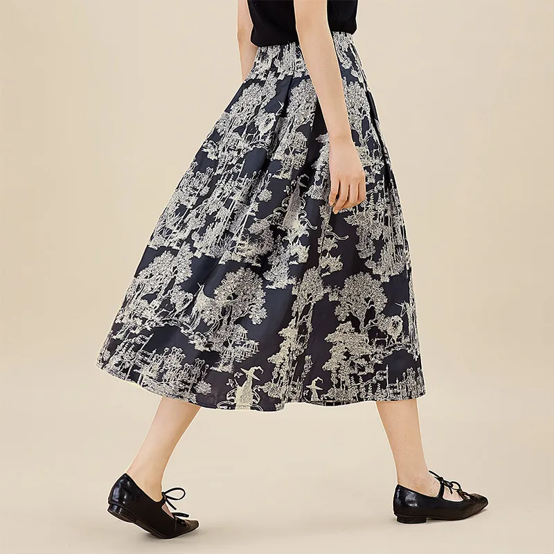 Cypress House Casual Long Skirt Women's Navy Blue-2