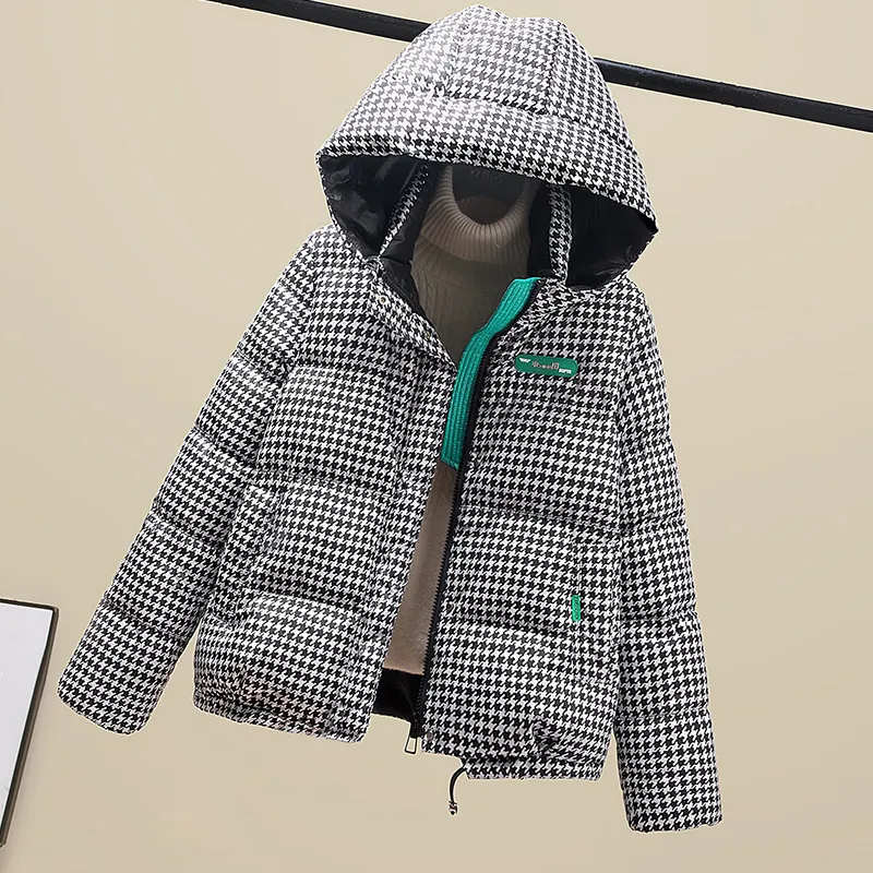 Cypress House Down Jacket Women's Black White Houndstooth-3