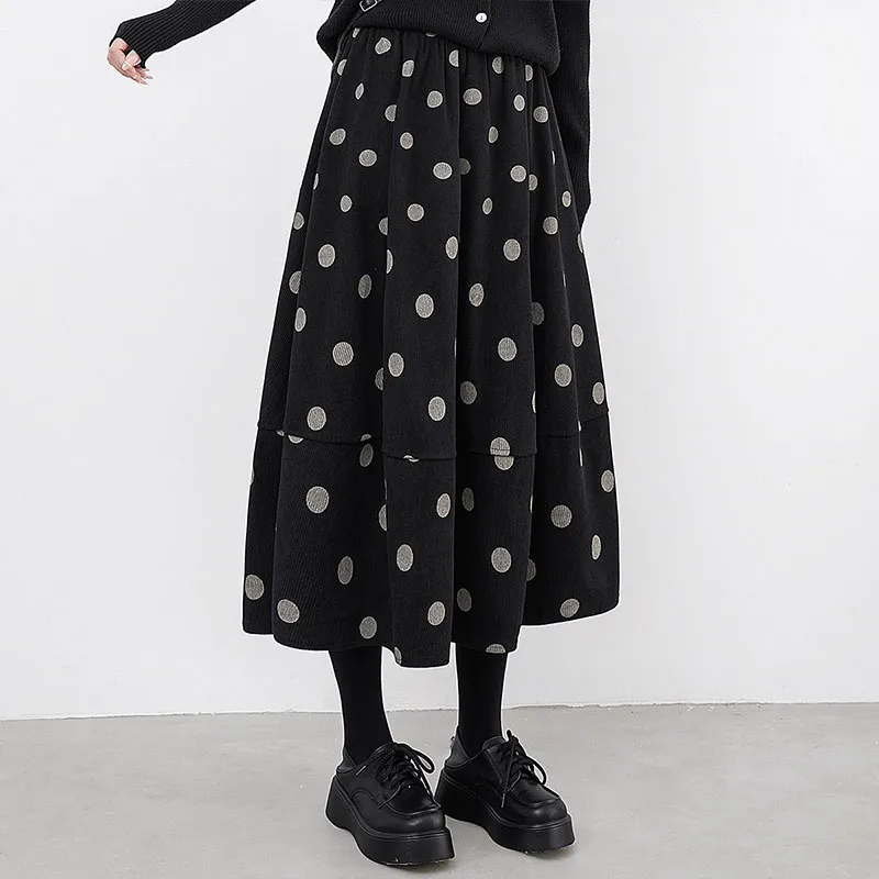 Cypress House Casual Long Skirt Women's Black Polka Dot-6