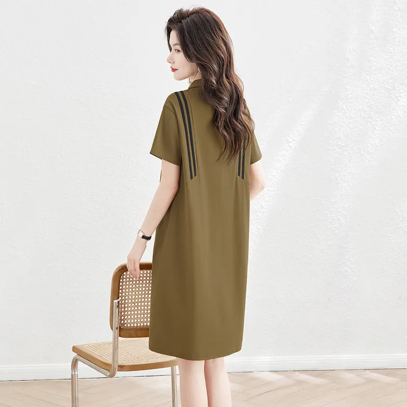 Cypress House Short Sleeved Dresses Women's Khaki Green-3