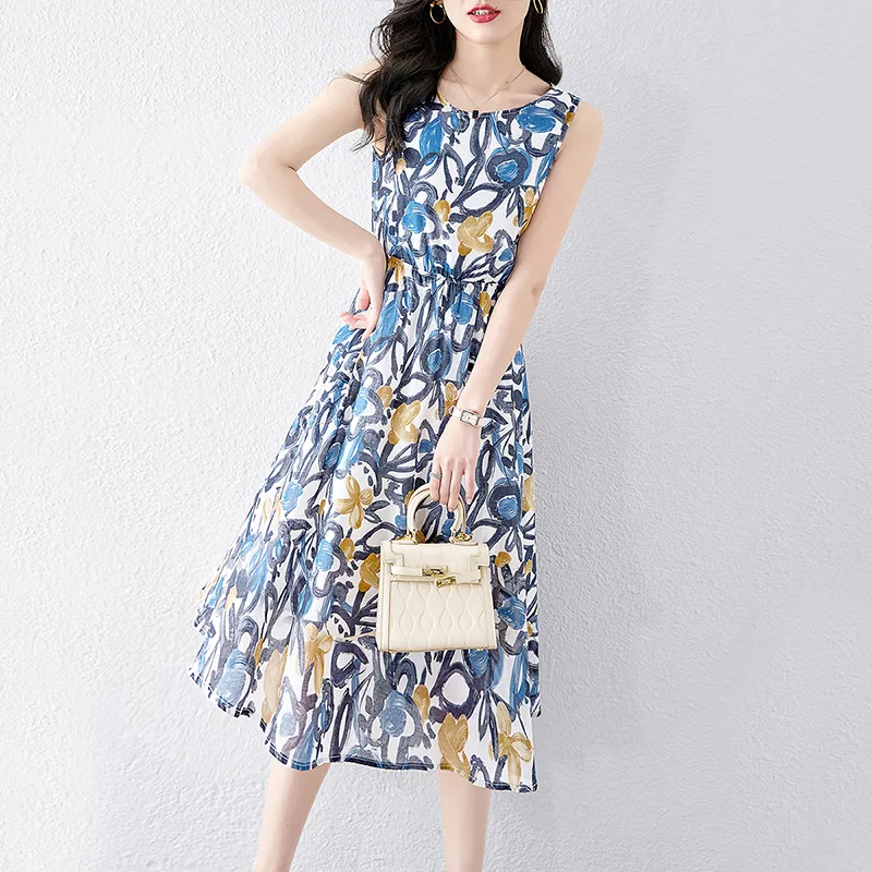 Cypress House Sleeveless Dress Women's Blue Yellow Heather-5