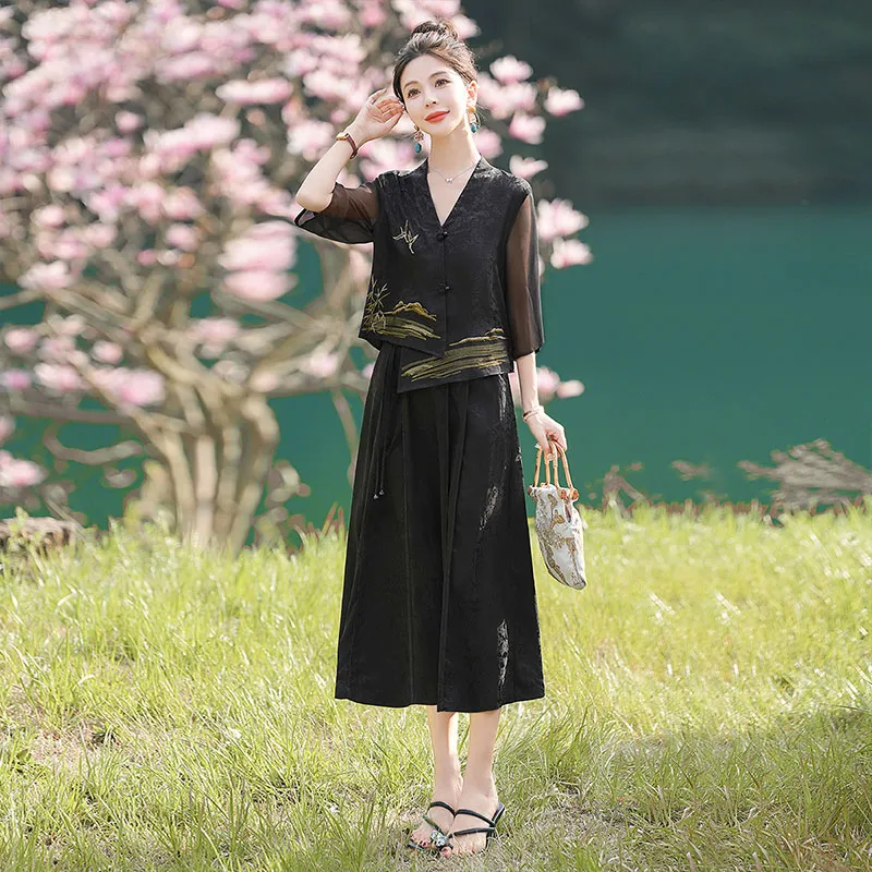Cypress House Skirt Set Women's Black-6