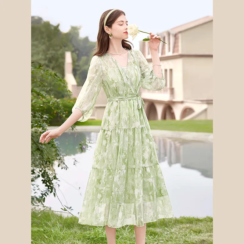 TOUCH Long Sleeved Dress Women's Green-5