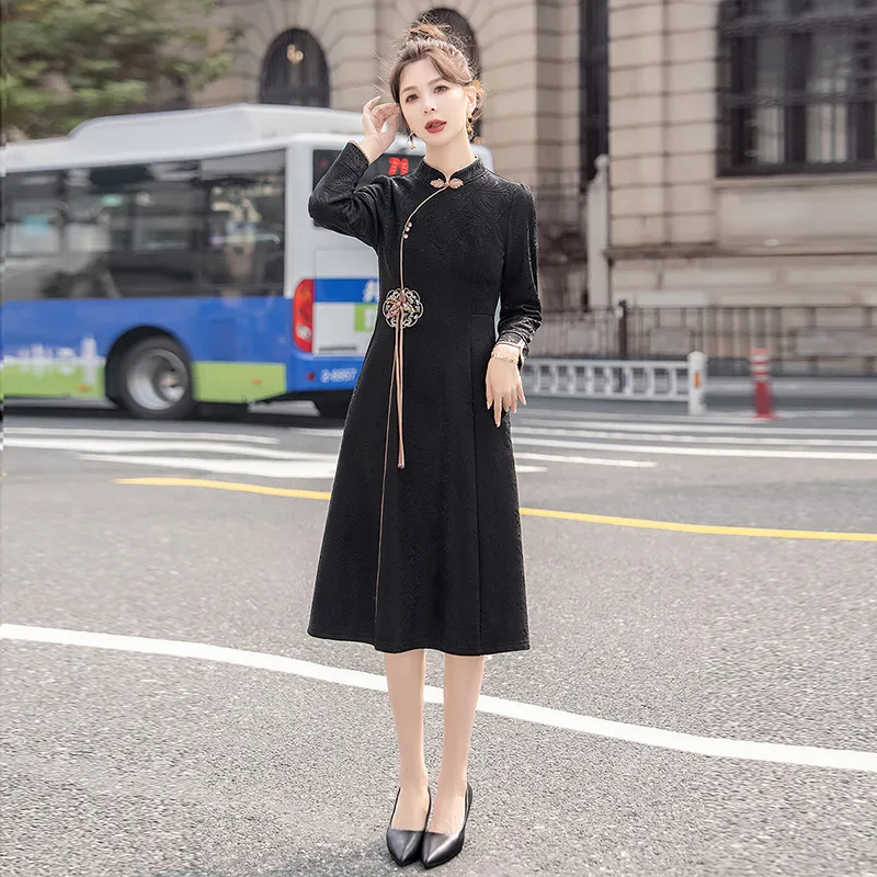 Cypress House Long Sleeved Dress Women's Black-5