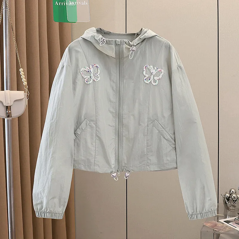 TOUCH Cropped Coat Women's Light Gray-2