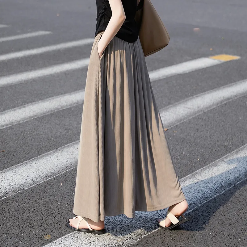 TOUCH Casual Long Skirt Women's Gray Coffee-4