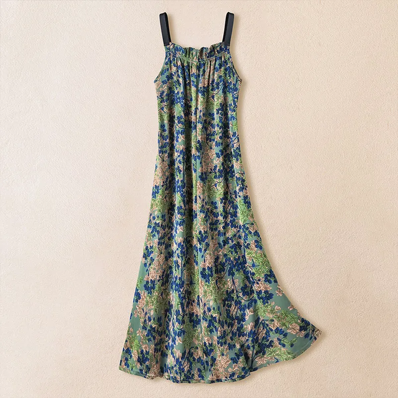 Cypress House Slip Dress Women's Green With Blue Floral-3