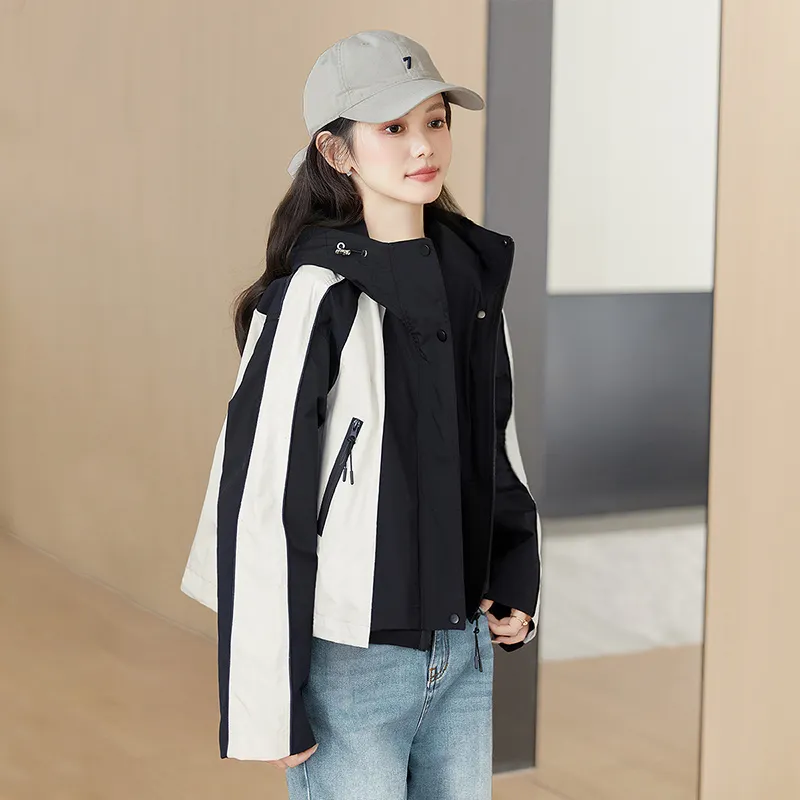 Cypress House Jackets & Coats Women's Black & Beige Color-2