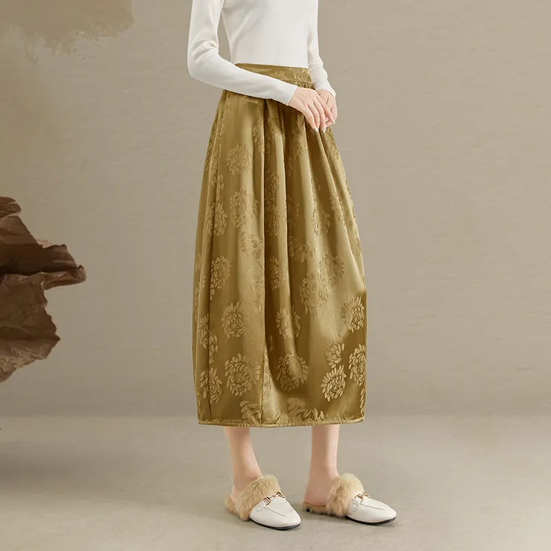 TOUCH Casual Long Skirts Women's Gold-5