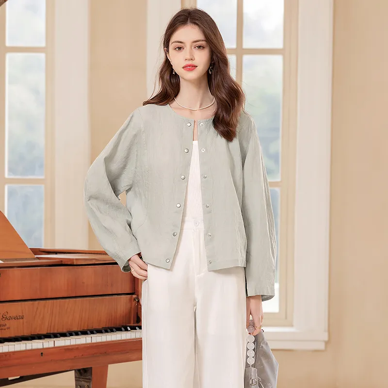 TOUCH Cropped Coat Women's Pea Green-6