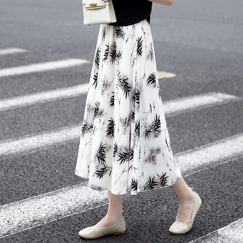 TOUCH Casual Long Skirt Women's Ink Black Bamboo-3