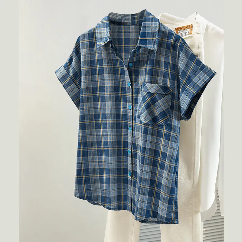 Cypress House Shirt Women's Blue Plaid-4