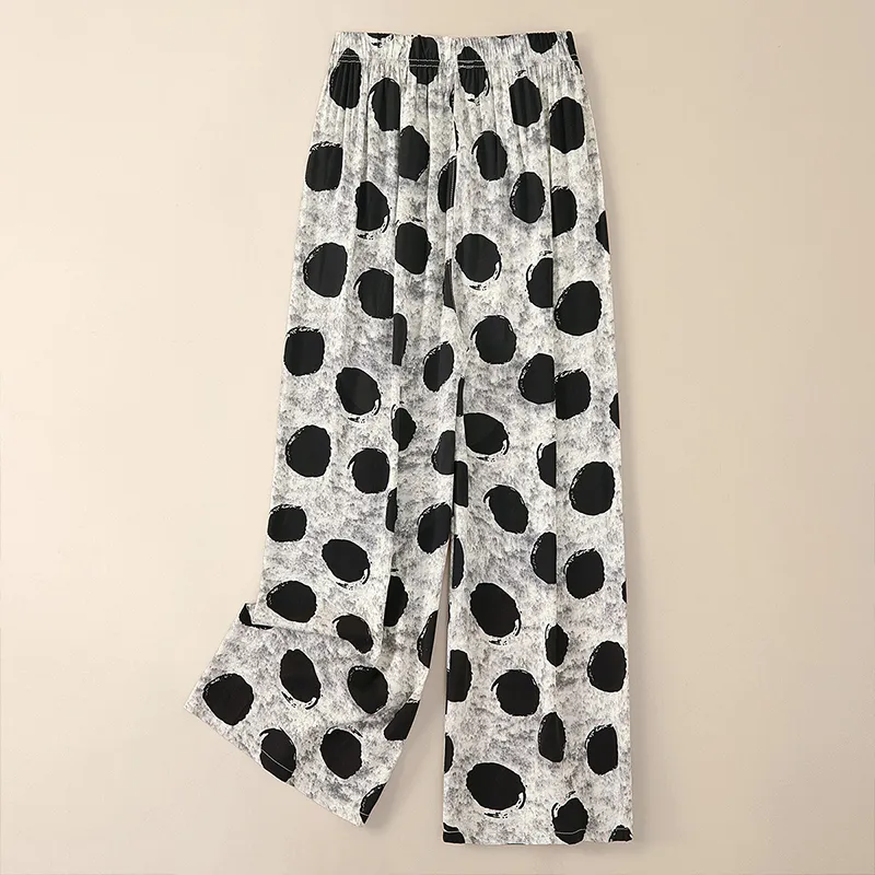 TOUCH Casual Pants Women's Gray With Black Polka Dot-3