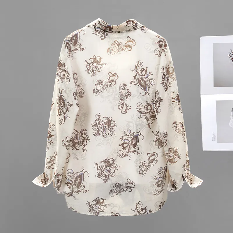 TOUCH Shirt Women's Beige With Coffee Floral-3