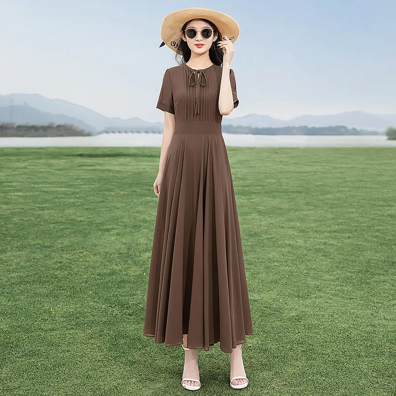 Cypress House Short Sleeved Dresses Women's Dark Coffee-1
