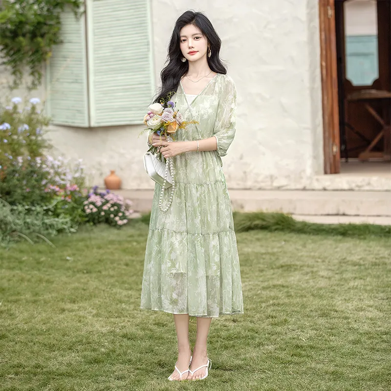 Cypress House Long Sleeved Dress Women's Light Green-4