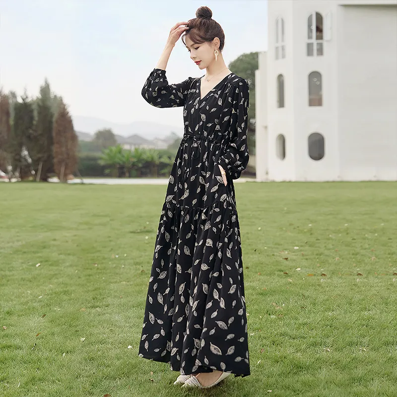 Cypress House Long Sleeved Dresses Women's Black-4