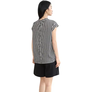 TOUCH Shirt Women's Black White Plaid