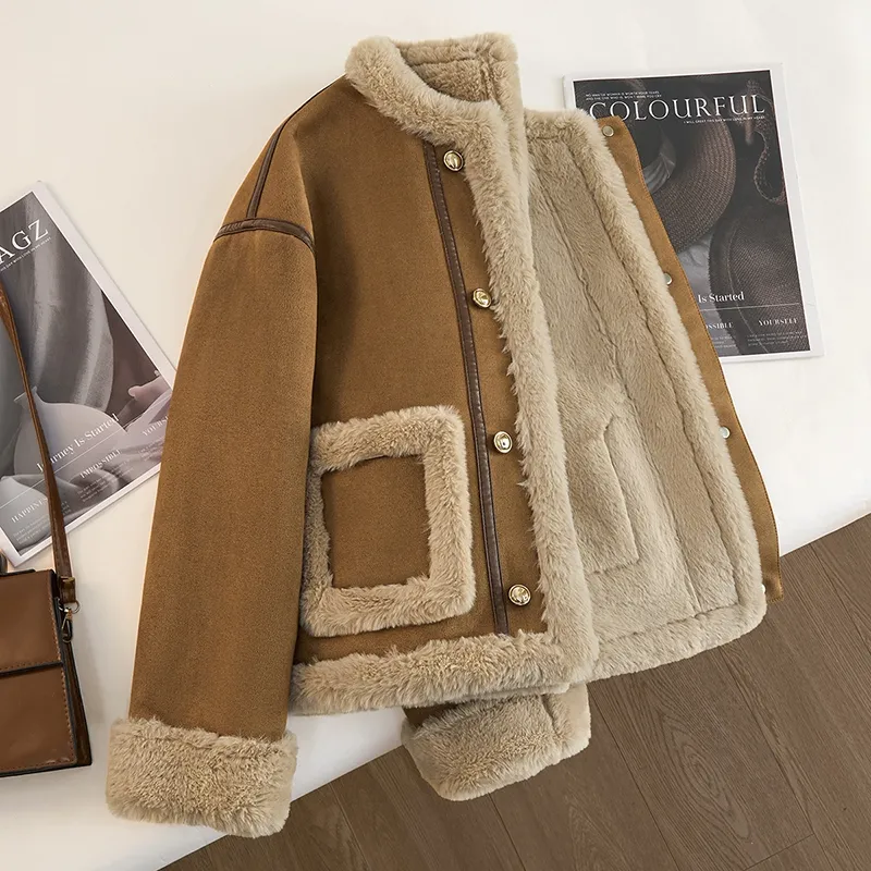 TOUCH Cropped Coats Women's Light Brown-2