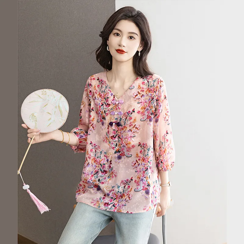 Cypress House T Shirt Women's Pink Floral-1