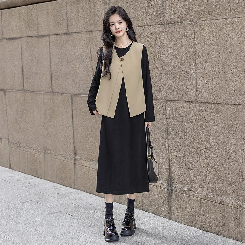 Cypress House Skirt Set Women's Light Khaki+Black-4