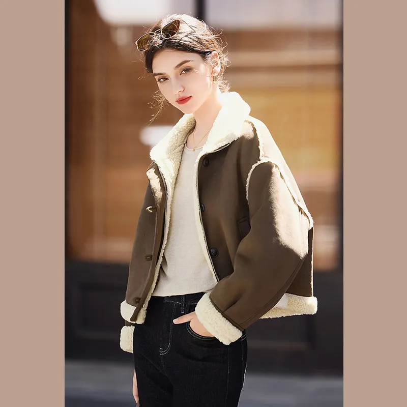 TOUCH Cropped Coats Women's Dark Coffee-1