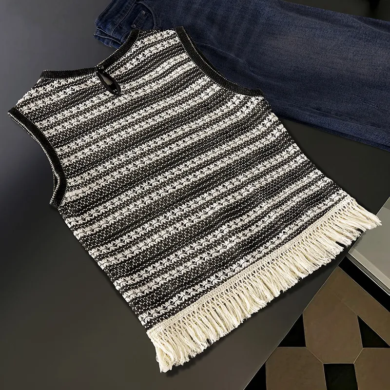 TOUCH Tank Tops Women's Black White Stripes-3