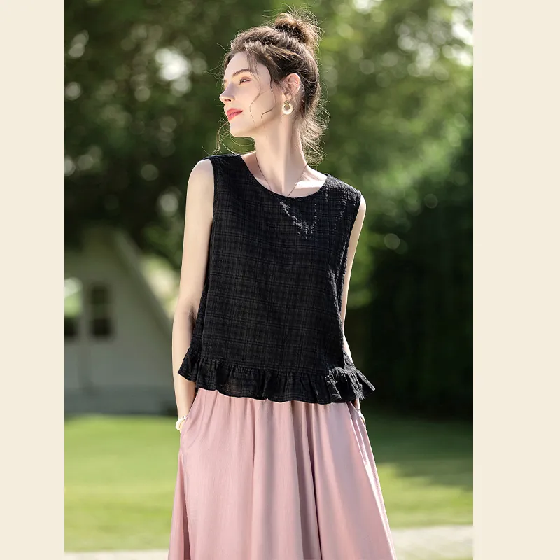 TOUCH Tank Top Women's Black Plaid-7